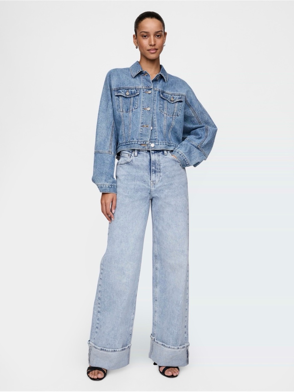 GAP Cuffed Wide-Leg High-Rise Jeans